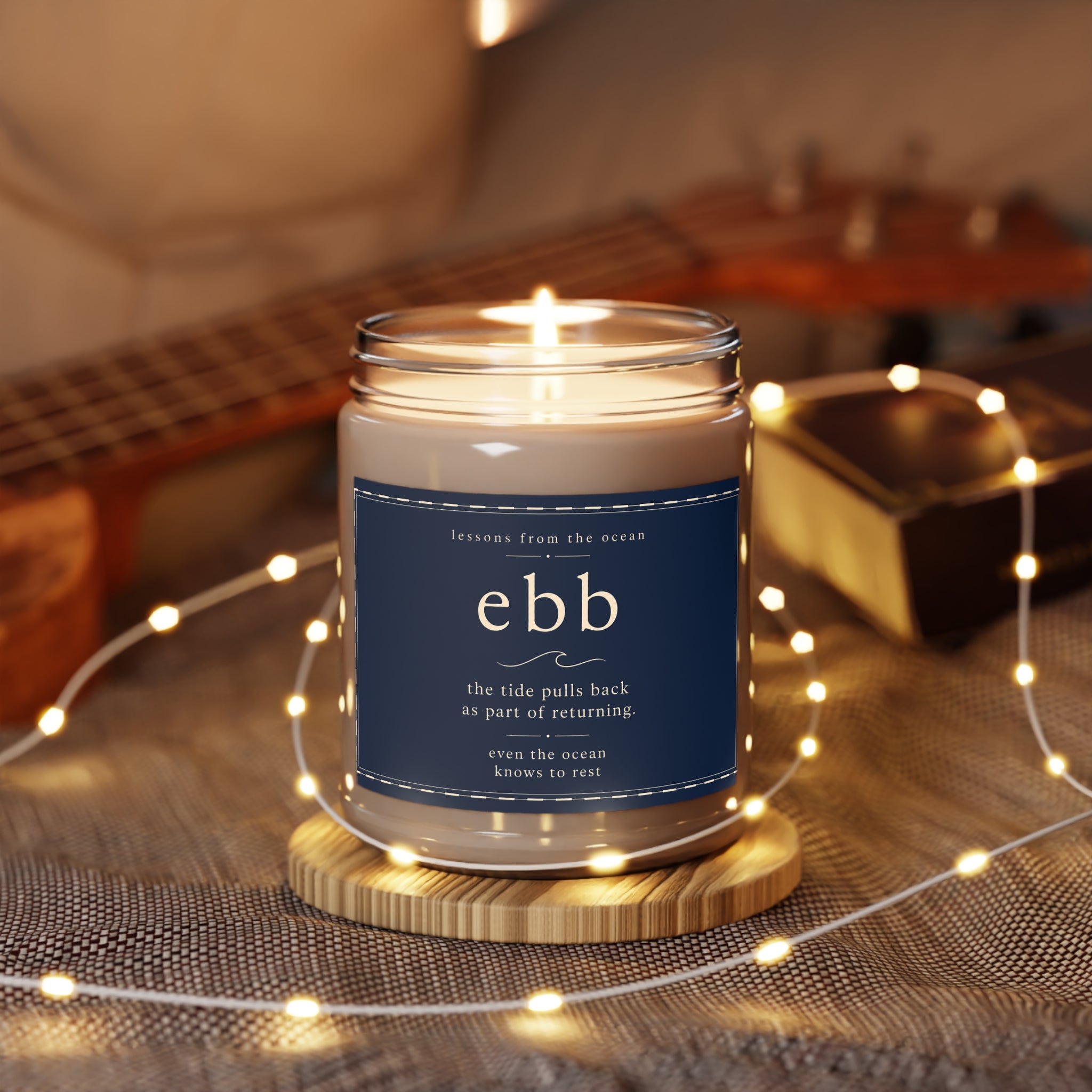 Ebb Scented Soy Candle — 9oz Ocean-Inspired Scent with White Lid