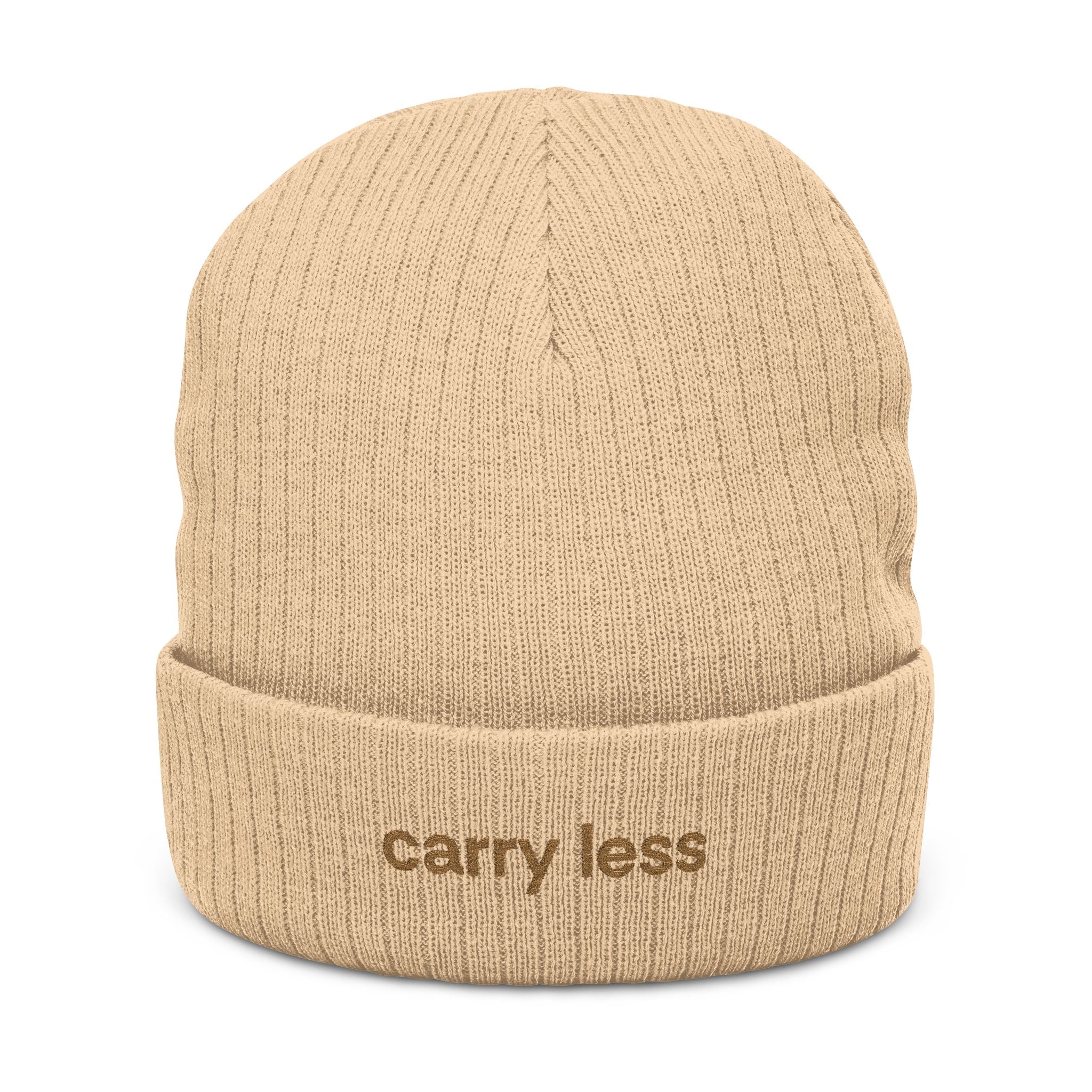 "Carry Less" Embroidered Ribbed Knit Beanie — Mainely Human