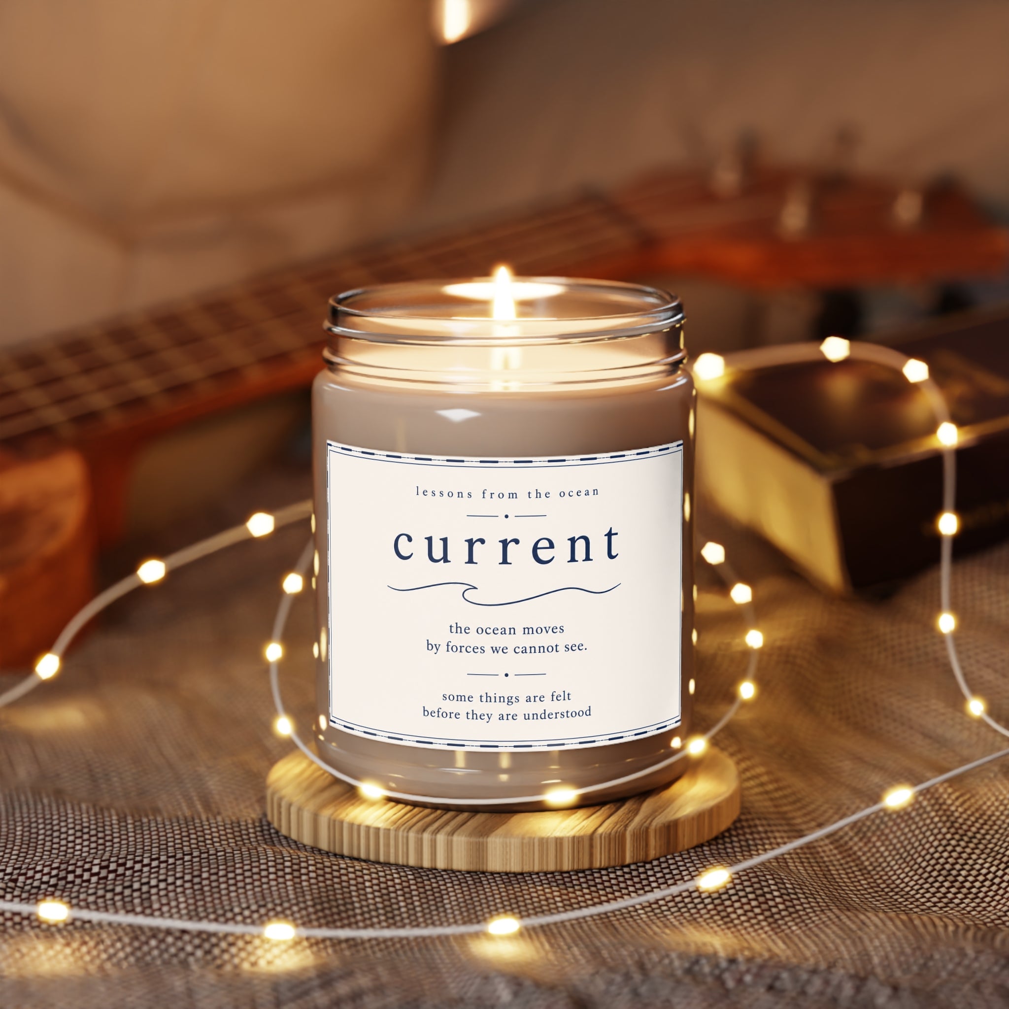 Current Scented Soy Candle — 9oz Ocean-Inspired Scent with White Lid