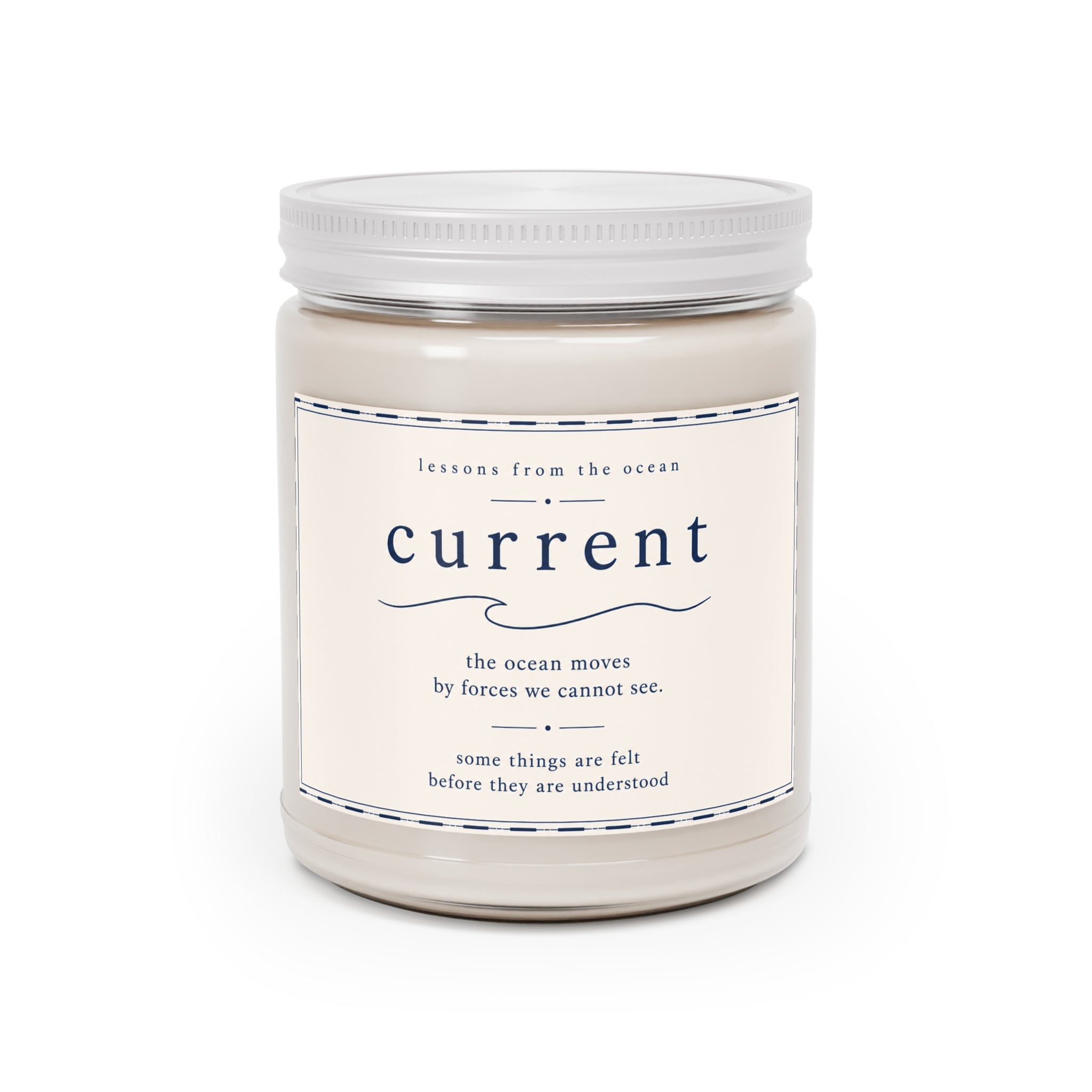 Current Scented Soy Candle — 9oz Ocean-Inspired Scent with White Lid