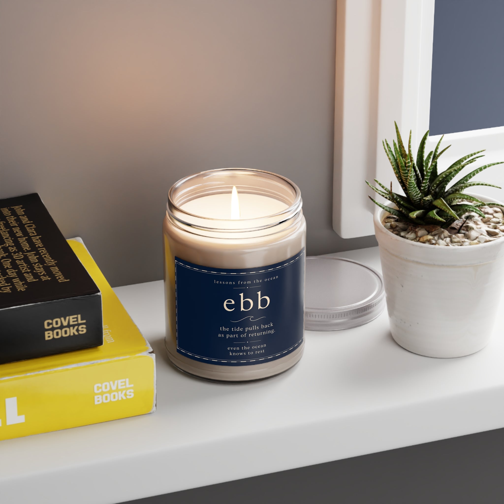 Ebb Scented Soy Candle — 9oz Ocean-Inspired Scent with White Lid