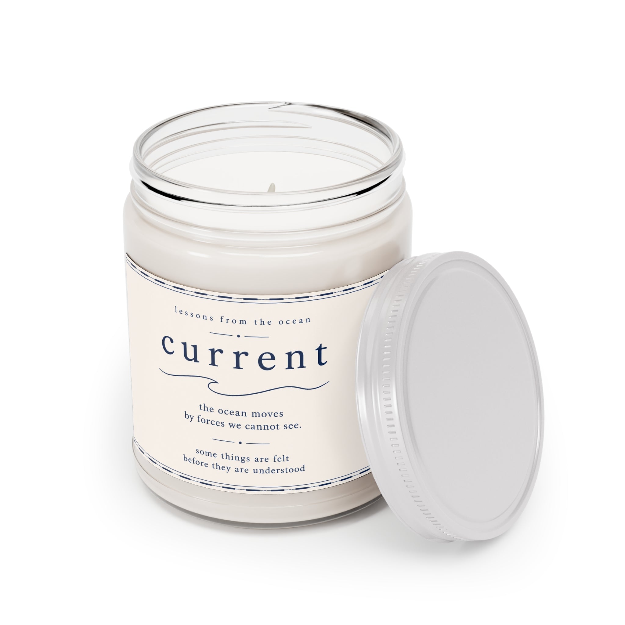 Current Scented Soy Candle — 9oz Ocean-Inspired Scent with White Lid