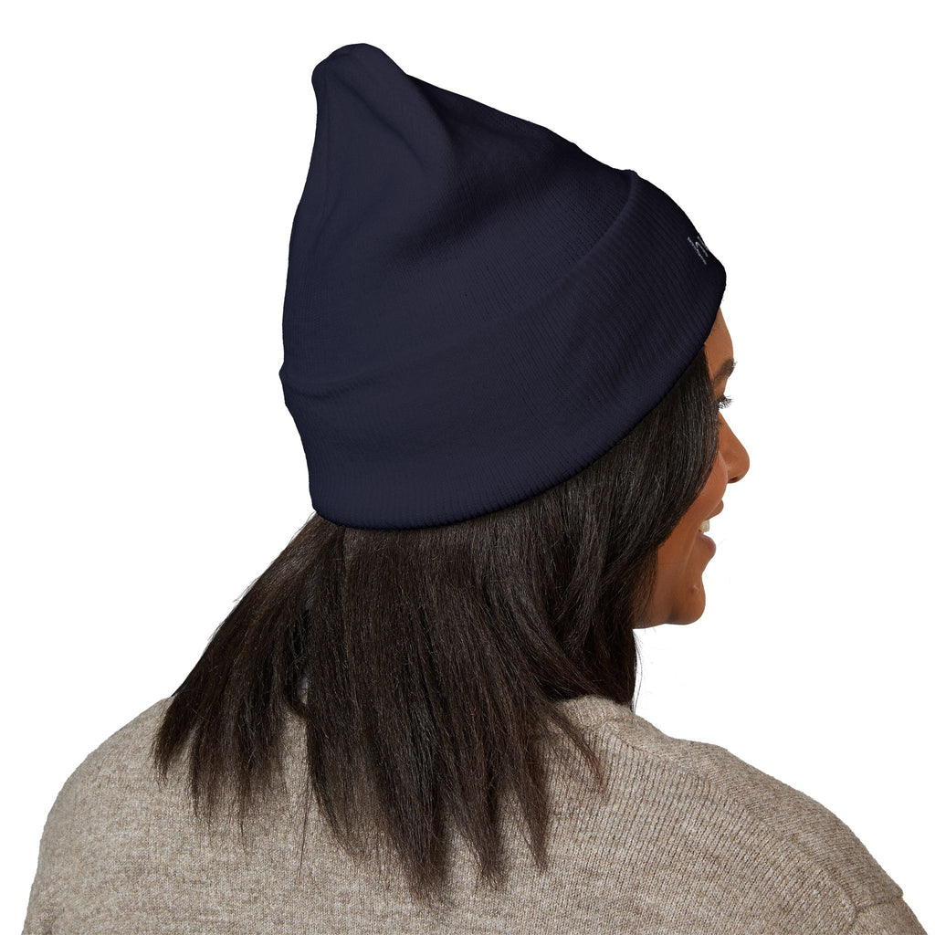 Still Human Embroidered Cuffed Beanie — Minimalist Winter Hat