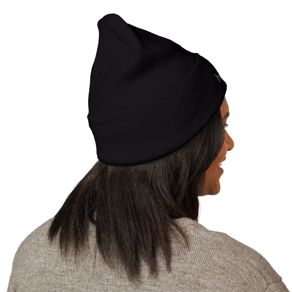 Still Human Embroidered Cuffed Beanie — Minimalist Winter Hat