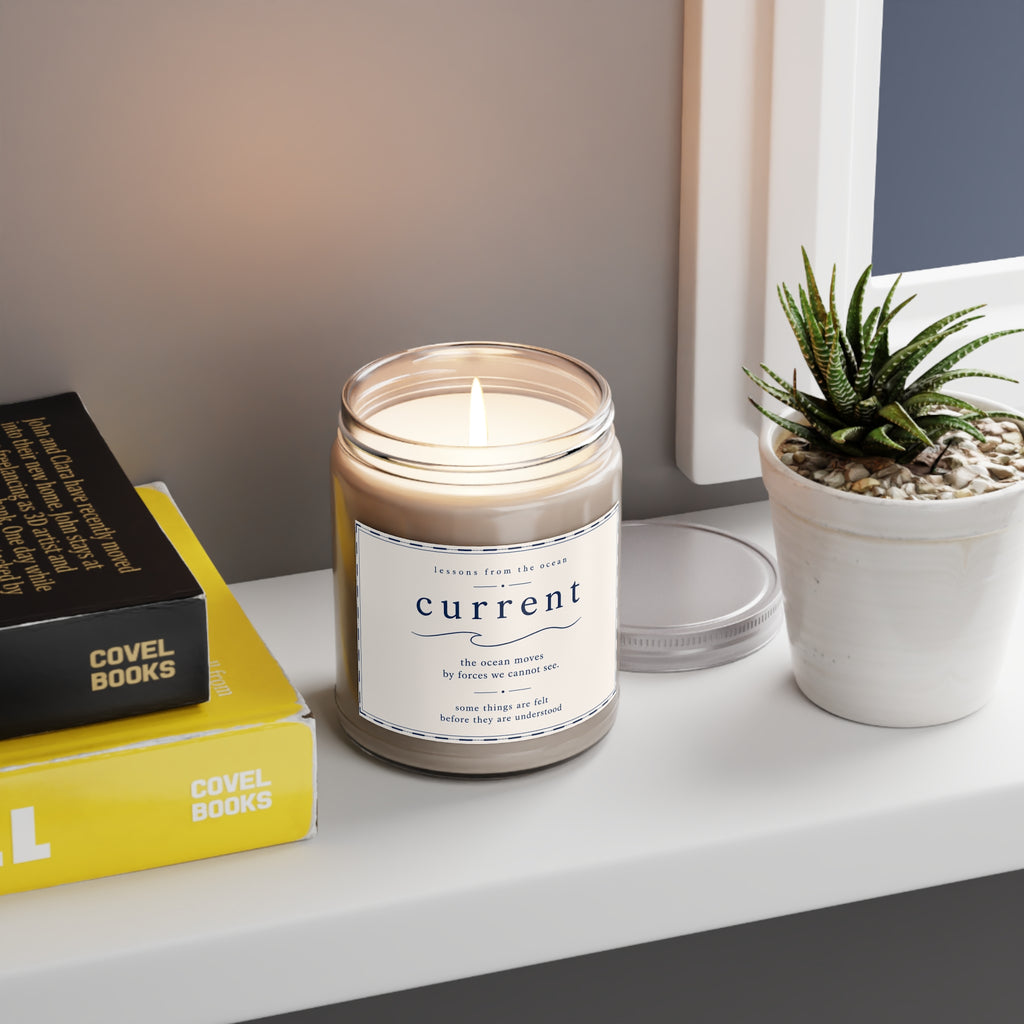 Current Scented Soy Candle — 9oz Ocean-Inspired Scent with White Lid