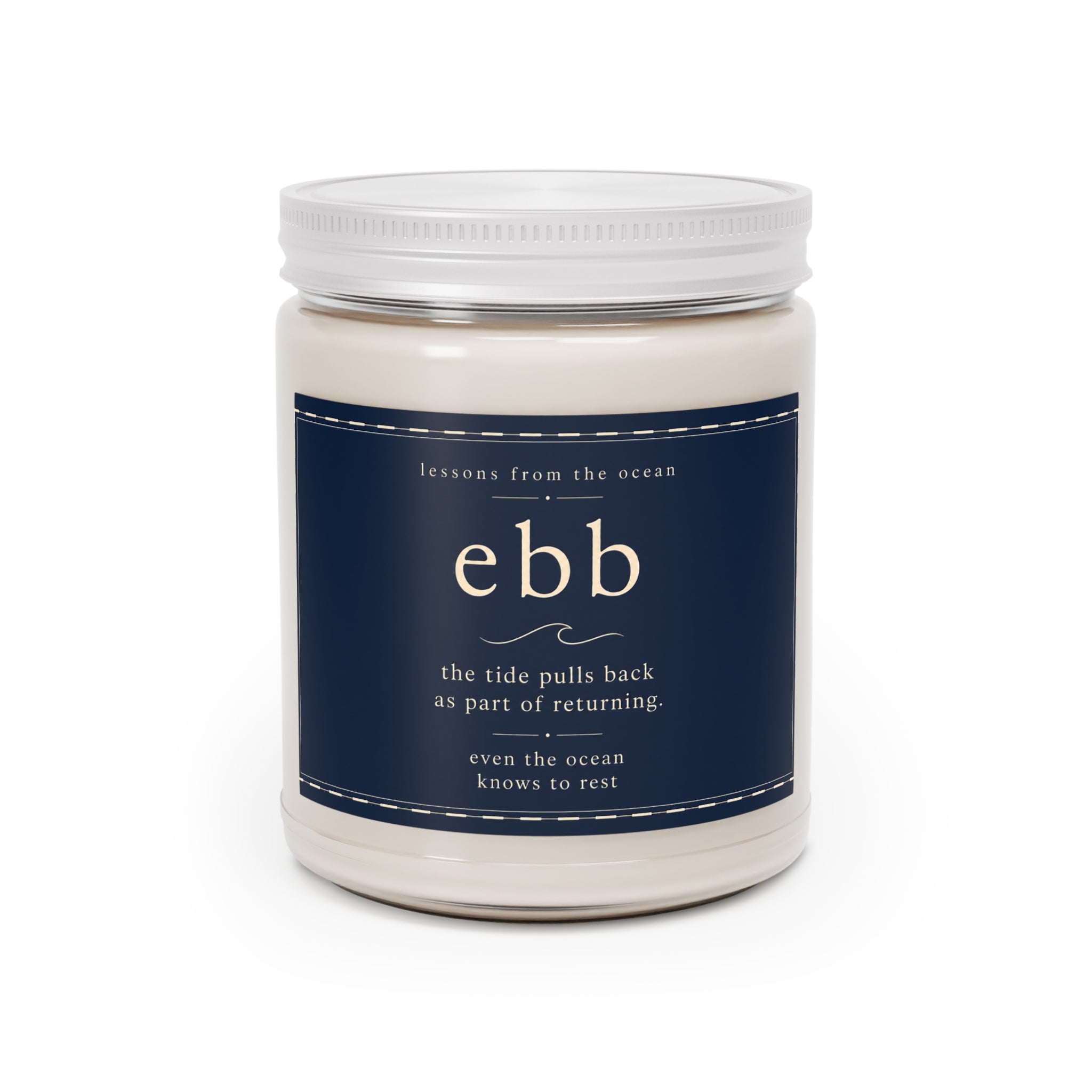 Ebb Scented Soy Candle — 9oz Ocean-Inspired Scent with White Lid