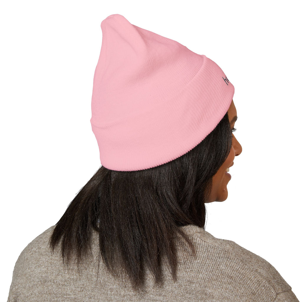 Still Human Embroidered Cuffed Beanie — Minimalist Winter Hat